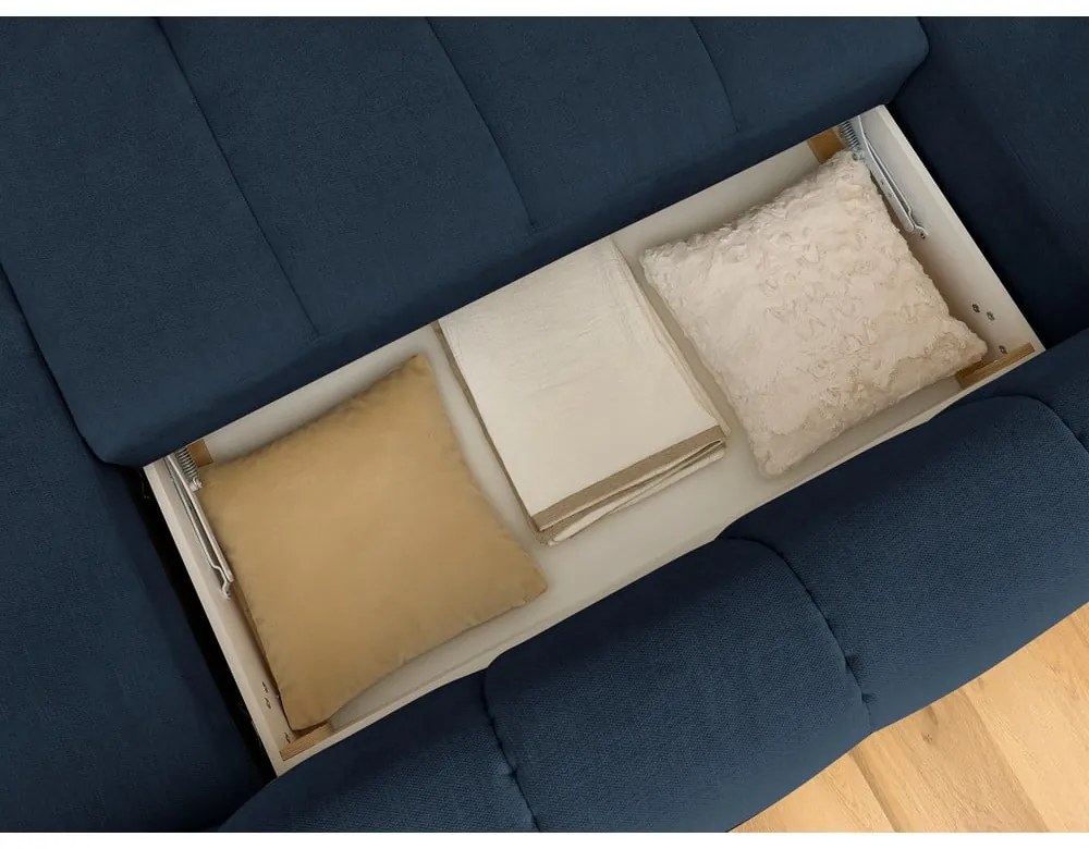 Colțar albastru închis extensibil/cu spațiu de depozitare (cu colț pe partea stângă/în formă de "U") Fuji – Bobochic Paris