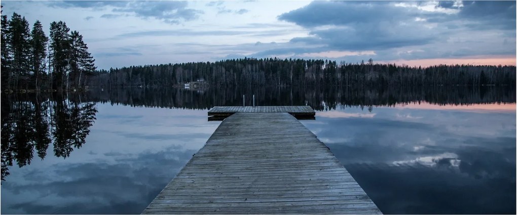 Tablou - Ponton de lemn, lac (120x50 cm)