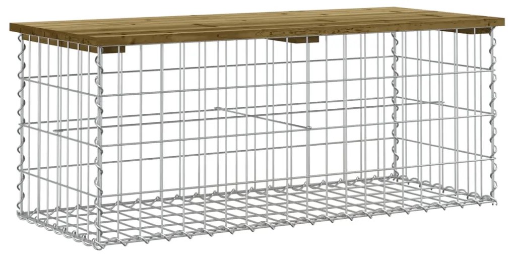 834361 vidaXL Bancă grădină, design gabion, 103x44x42 cm, lemn pin impregnat