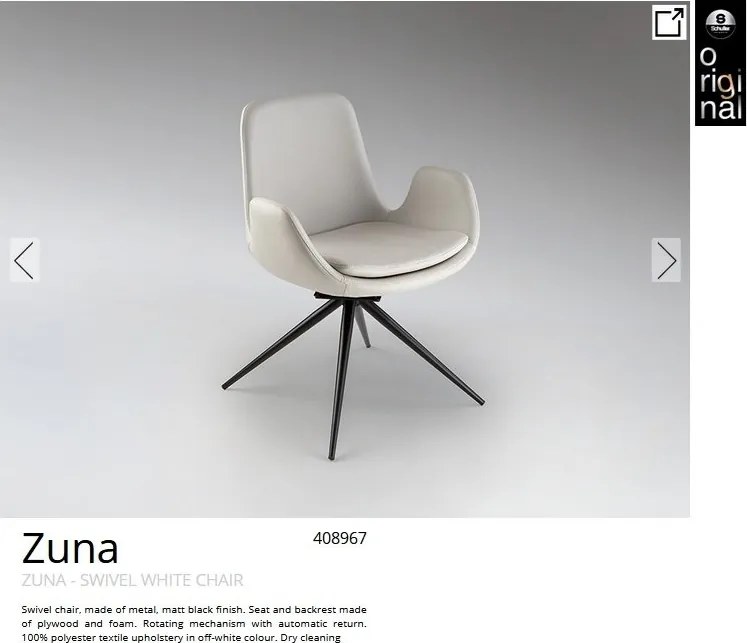 Scaun pivotant dining design elegant Zuna alb