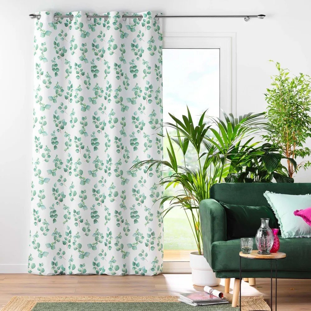 Draperie albă/verde 140x280 cm Leandre – douceur d'intérieur