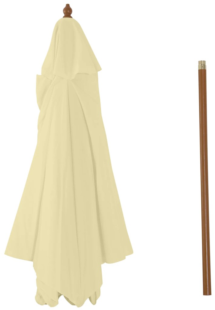 Outsunny Umbrelă de Soare pentru Grădină cu Suport din Lemn, Design Elegant, 2.5x2.3m, Crem, Protecție UV | Aosom Romania