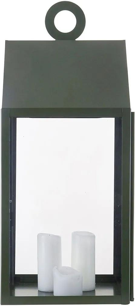 Felinar Clasic din Sticla RING - Metal Verde lungime(30cm) x latime(30cm) x inaltime(71cm)