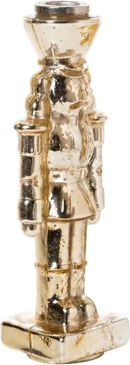 Sfeșnic din sticlă, figurină spărgător de nuci, auriu, finisaj lucios, 23×7×7 cm, „Casse-Noisette"