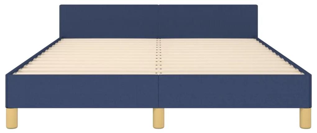 Cadru de pat cu tablie, albastru, 140x190 cm, textil Albastru, 140 x 190 cm, Design simplu