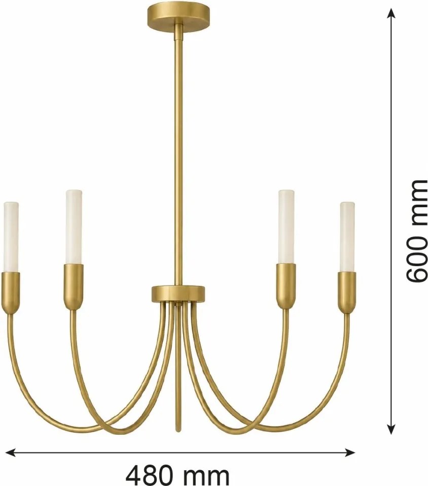 Candelabru cu 5 brate AUGUSTINE alama/alb