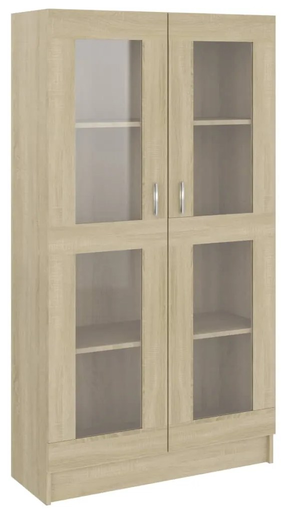 802762 vidaXL Dulap cu vitrină stejar sonoma 82,5x30,5x150 cm, lemn prelucrat