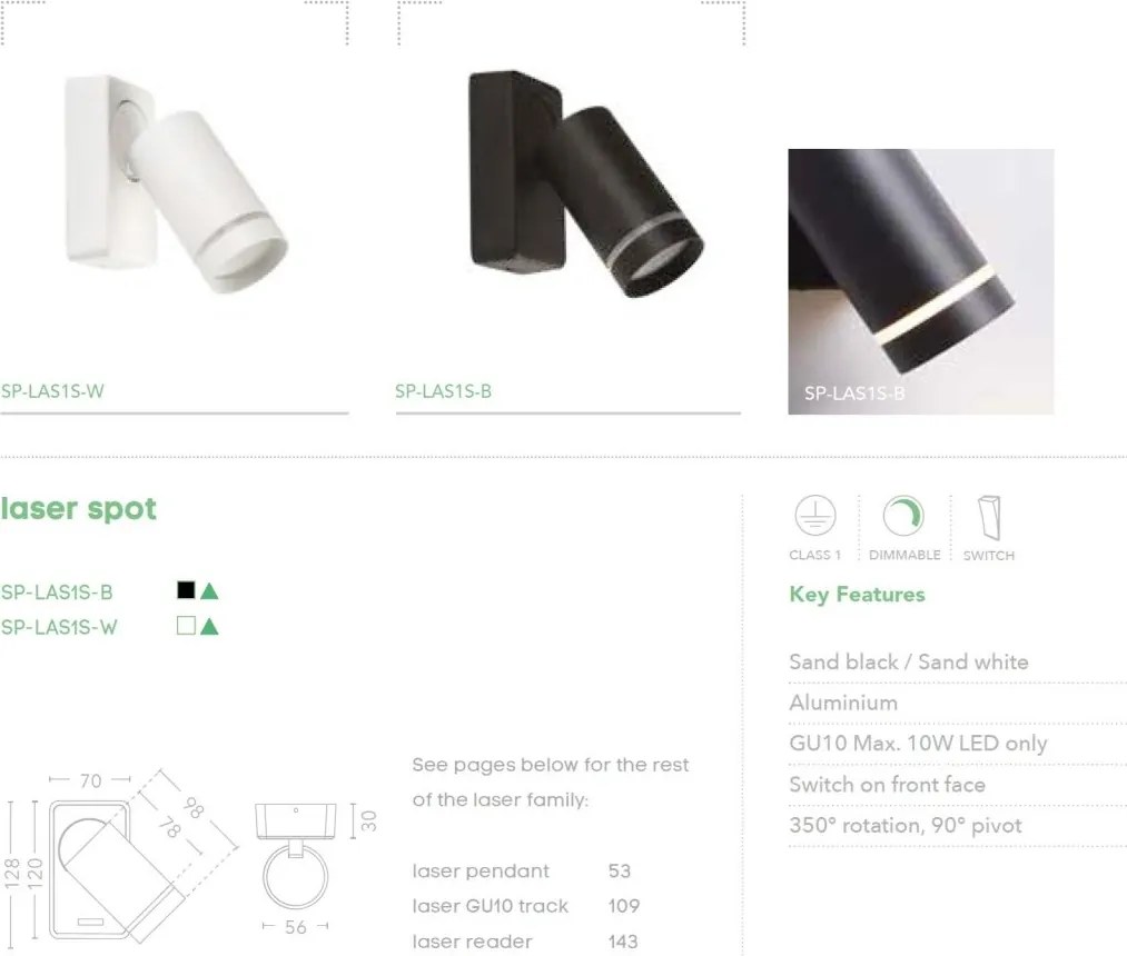 Aplica cu spot directionabil Laser 1, negru