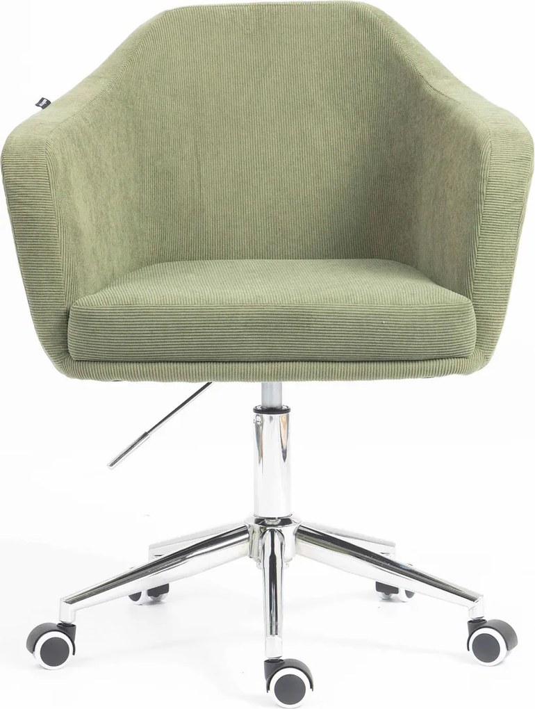 HR832K Scaun Catifea Reiată Premium culoare verde salvie cu Bază Cromata