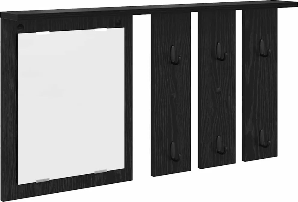 vidaXL Răcător de paltoane montat pe perete cu raft Stejar negru