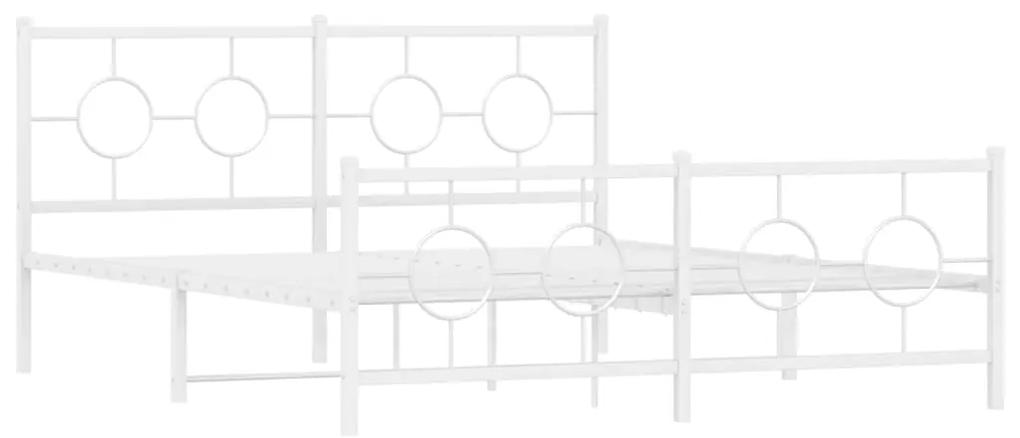 376296 vidaXL Cadru de pat metalic cu tăblie, alb, 160x200 cm