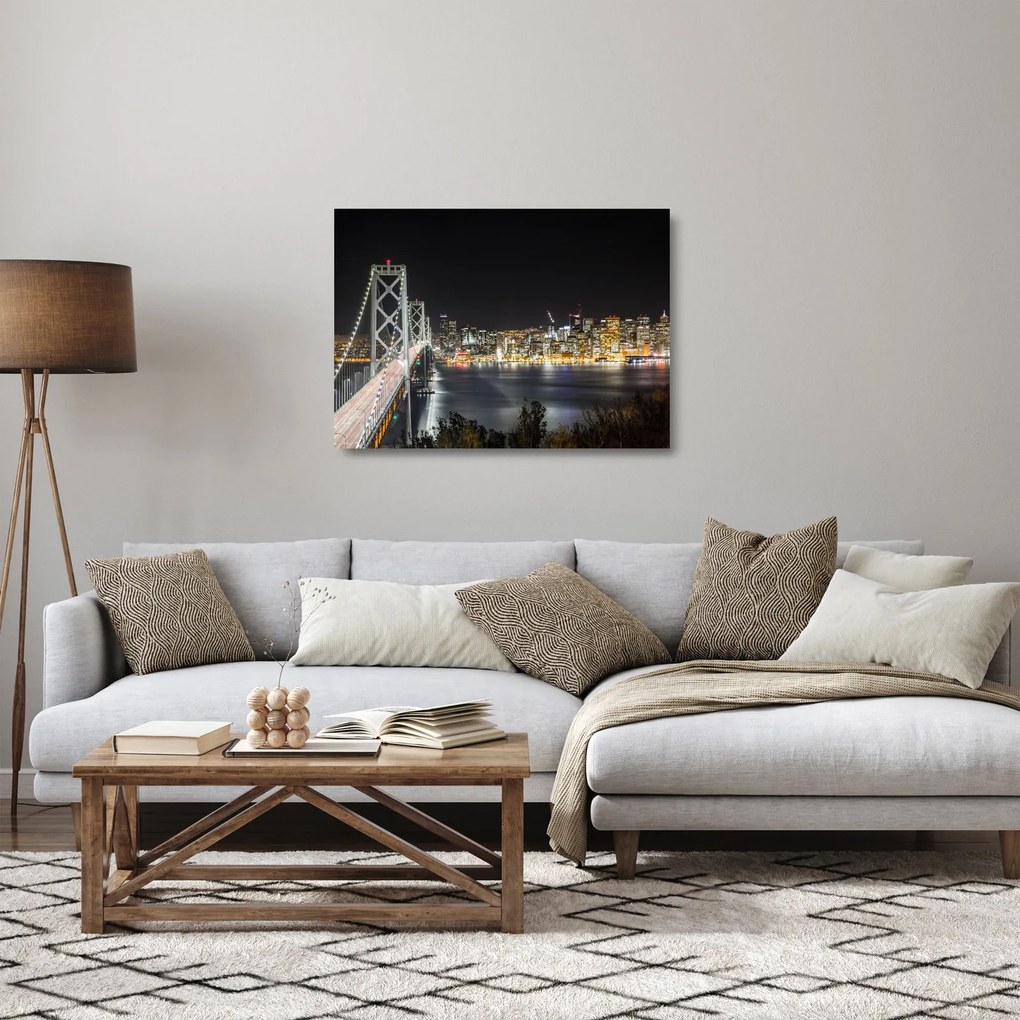Tablou pe sticlă cu podul Brooklin și New York (70x50 cm)