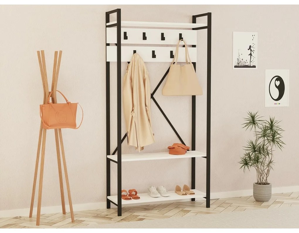 Cuier cu raft pentru încălțăminte Alfa White andGrey