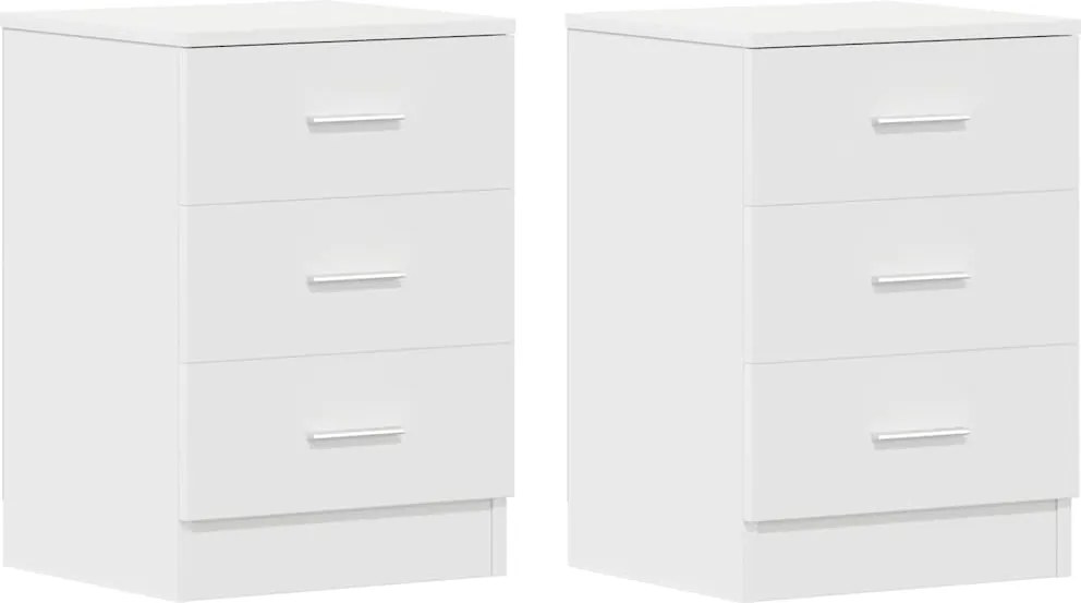 vidaXL Noptiere, 2 buc., alb, 38x35x56 cm, lemn prelucrat