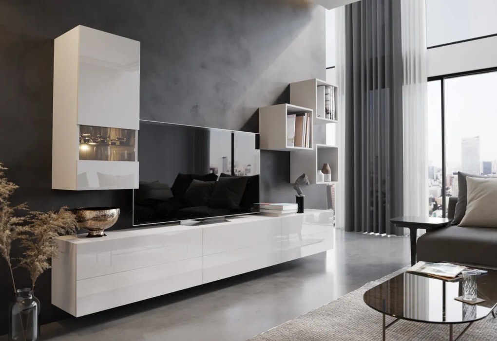 Expedo Set mobilier ELPASO 45, alb/alb luciu