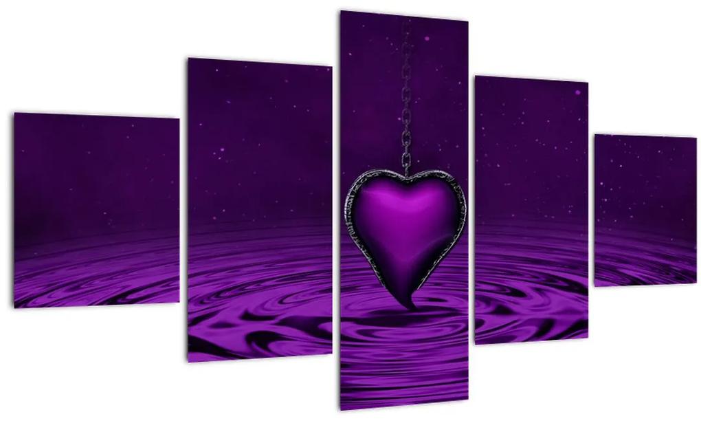 Tablou ci inima violetă (125x70 cm), în 40 de alte dimensiuni noi