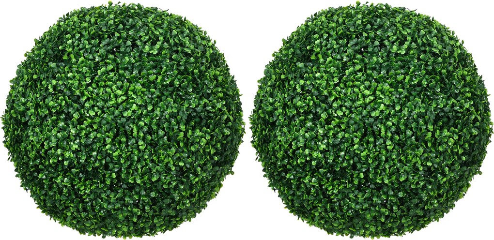 HOMCOM Set de 2 Bile Artificiale, Bile de Arbori Topiari din Buxus, Plante False de Interior în Aer Liber pentru Casă, Ø50cm, Verde | Aosom Romania