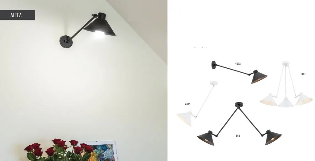 Lustra de tavan reglabila design retro ALTEA 2 alba
