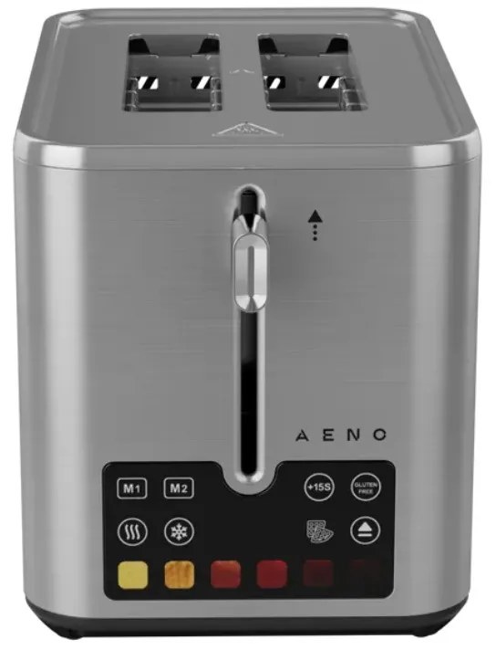 Prajitor de paine inteligent AENO ATS0004, 1600W, 4 felii, 6 trepte, 3 functii, Tava pentru firimituri detasabila, Inox
