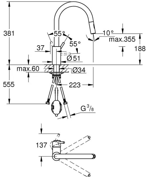 GROHE 31483002 - Baterie pentru chiuvetă CONCETTO, crom lucios