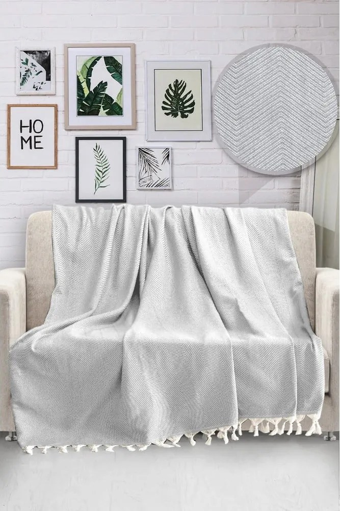 Cuvertură din bumbac Viaden HN, 170 x 230 cm, gri deschis