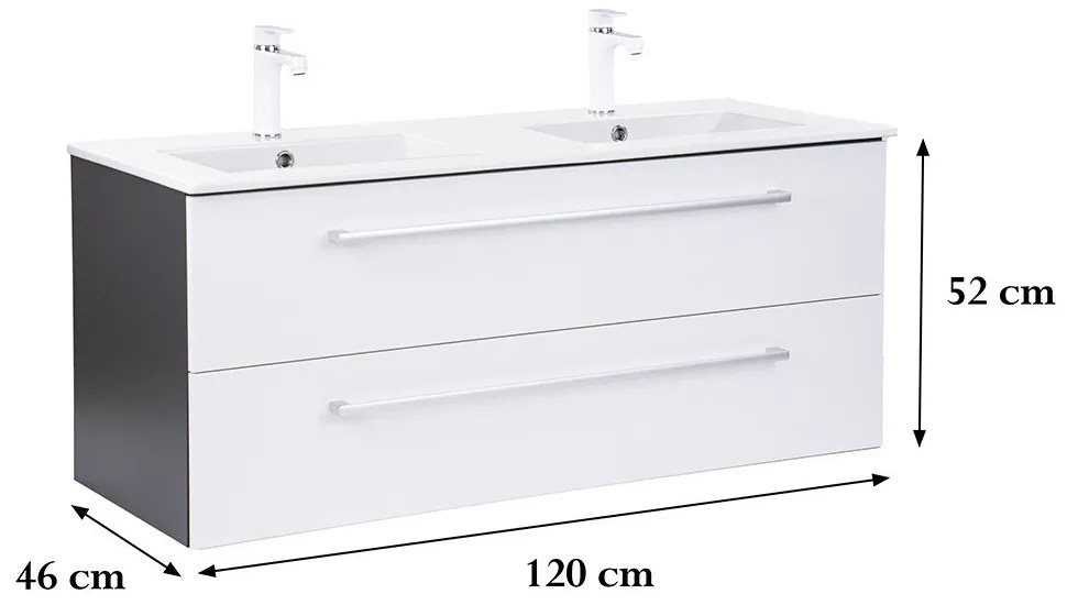 Dulap inferior Vario Clam 120 cu lavoar antracit-alb