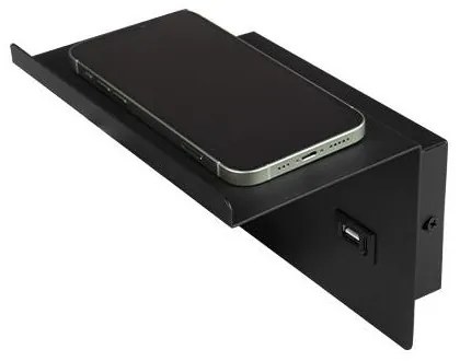 Spot de perete cu raft și încărcător USB 1xG9/35W/230V negru/auriu