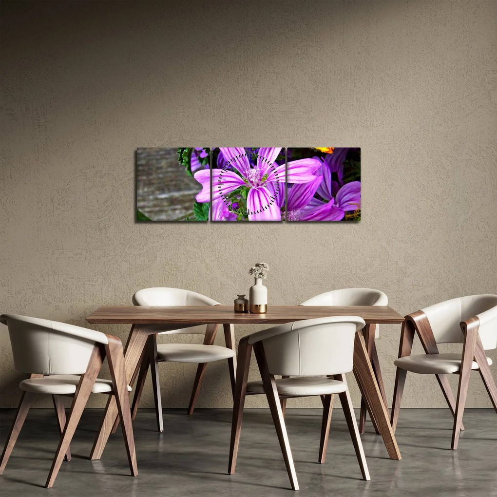 Tablou -flori de câmp (cu ceas) (90x30 cm)