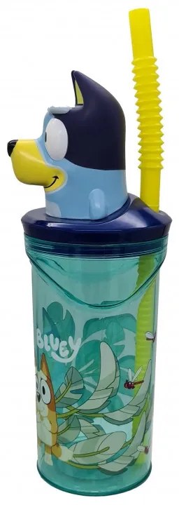 Bluey Splash Pahar cu pai din plastic 3D 360 ml