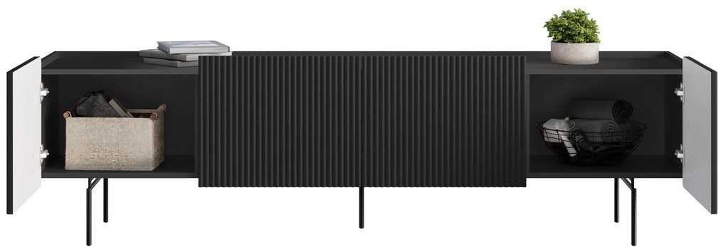 Dulap TV Malmi 200 cm - negru mat / picioare negre