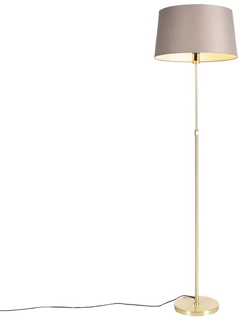 Lampă de podea auriu/alamă cu abajur din in taupe 45 cm - Parte