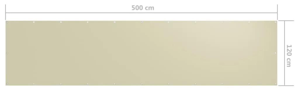 Paravan de balcon, crem, 120 x 500 cm, tesatura oxford Crem, 120 x 500 cm