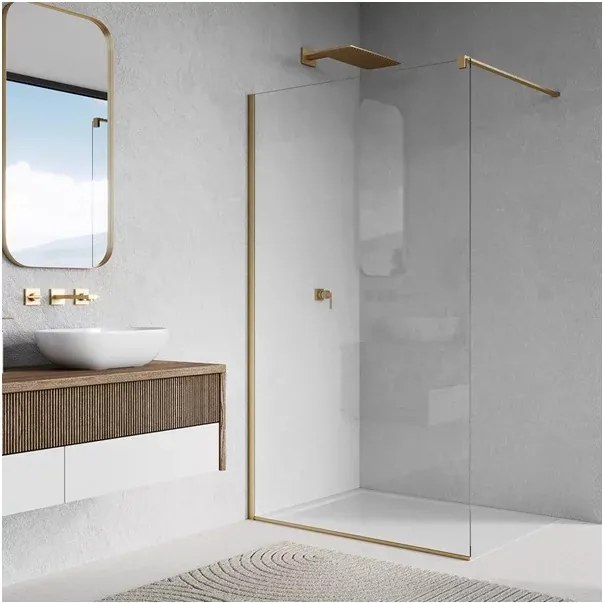 Paravan de dus tip Walk-in auriu periat SanSwiss Easy STR4P 90x200 cm