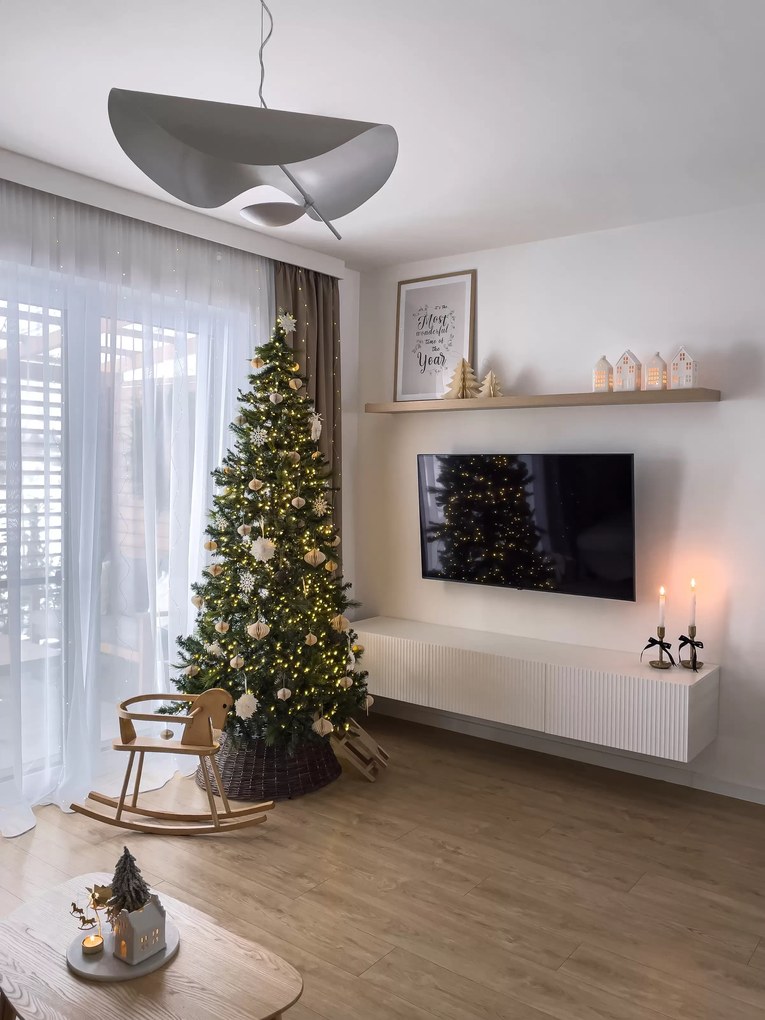 Dulap TV Nicole suspendat 200 cm cu sertar - alb mat