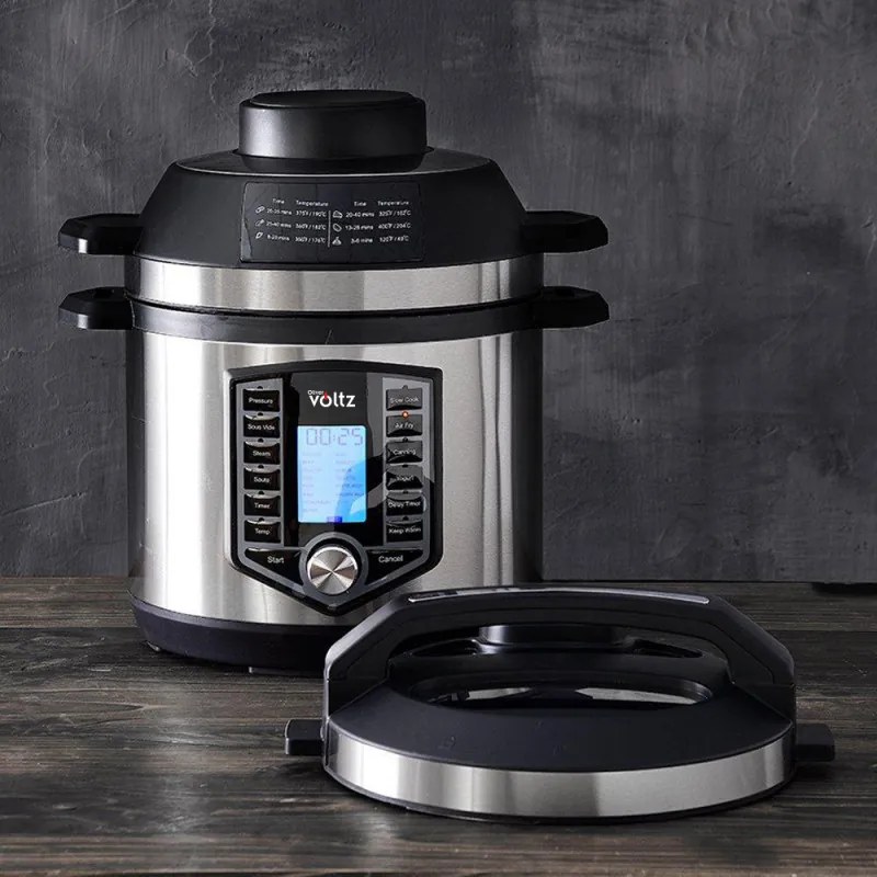 Multicooker si Air Fryer 2in1 Oliver Voltz OV51985G6, 6L, 1500W, 44 functii, 12 programe, Inox