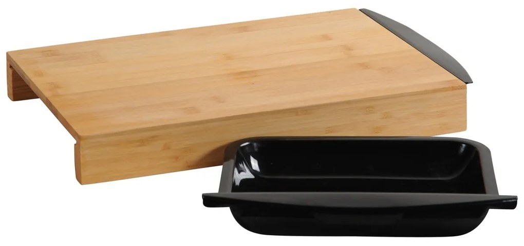 Kesper 58350 Placă de bambus cu tăviță, negru,  41x 25,5 x 4 cm