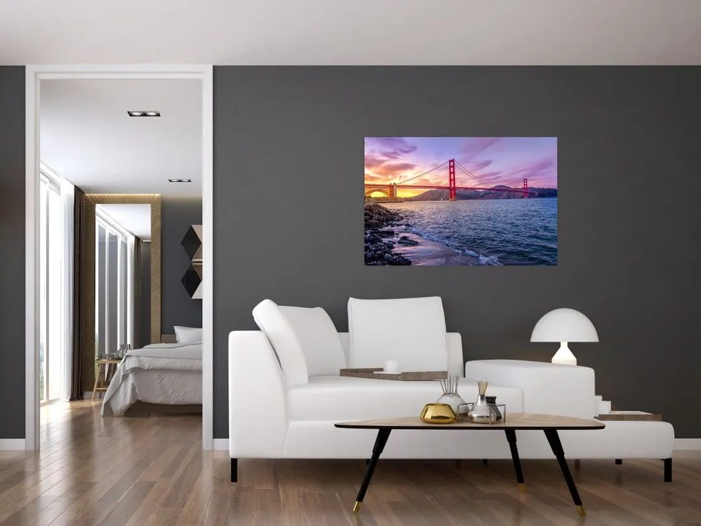 Tablou cu pod și apus de soare (90x60 cm)