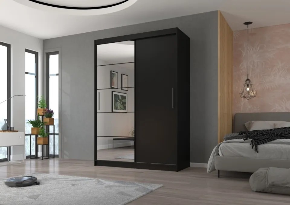 Dulap cu usi glisante si oglinda 150x215 cm, Esti, ADRK Furniture (Culoare: Sonoma)