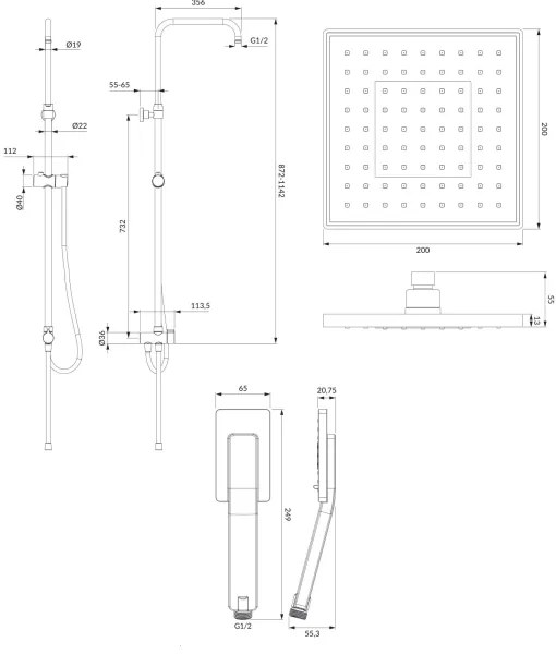 OMNIRES SYSJIMJIMBL - Set de duș JIMJIM negru mat