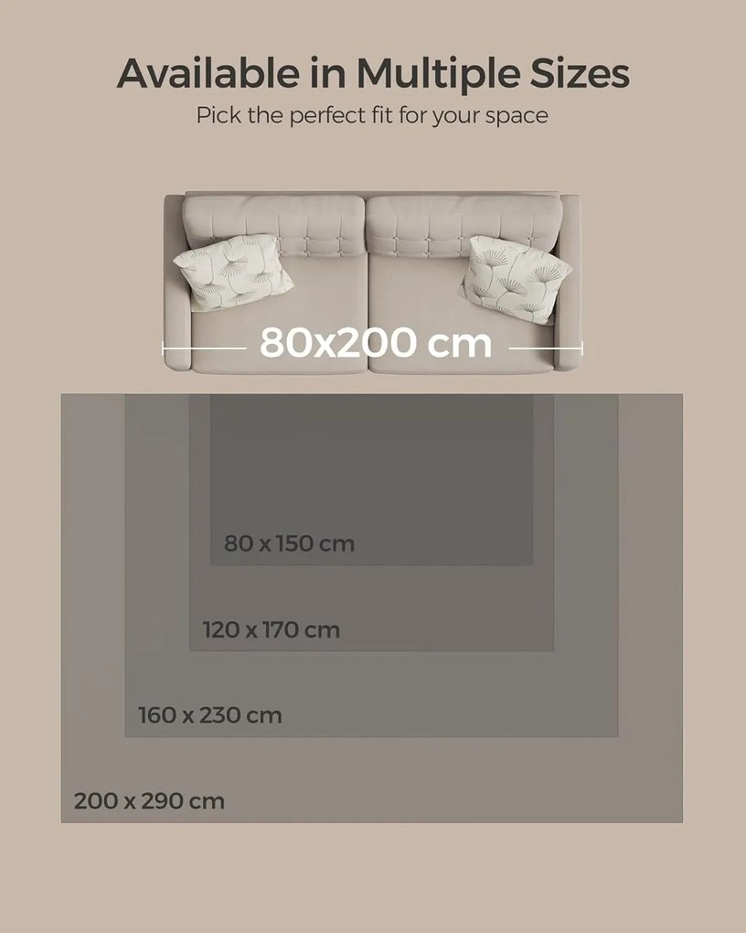 Covor antiderapant Songmics Area, 120x170 cm, lavabil la masina, poliester, gri dove
