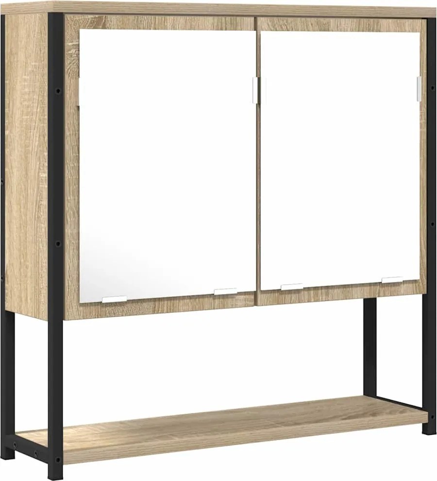 vidaXL Oglindă pentru baie cu raft Pe perete Bej 60 x 16 x 60 cm