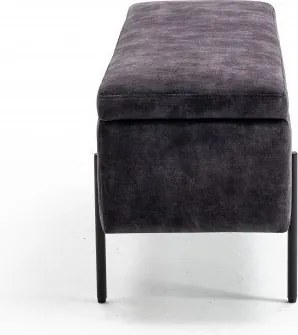 Bancheta cu spatiu de depozitare Loft 100cm, catifea gri