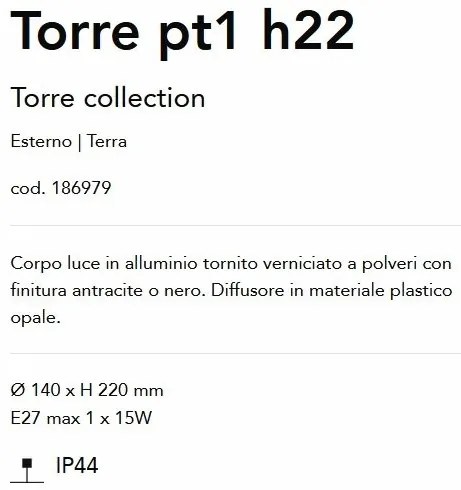 Stalp exterior design modern TORRE pt1 h22 negru