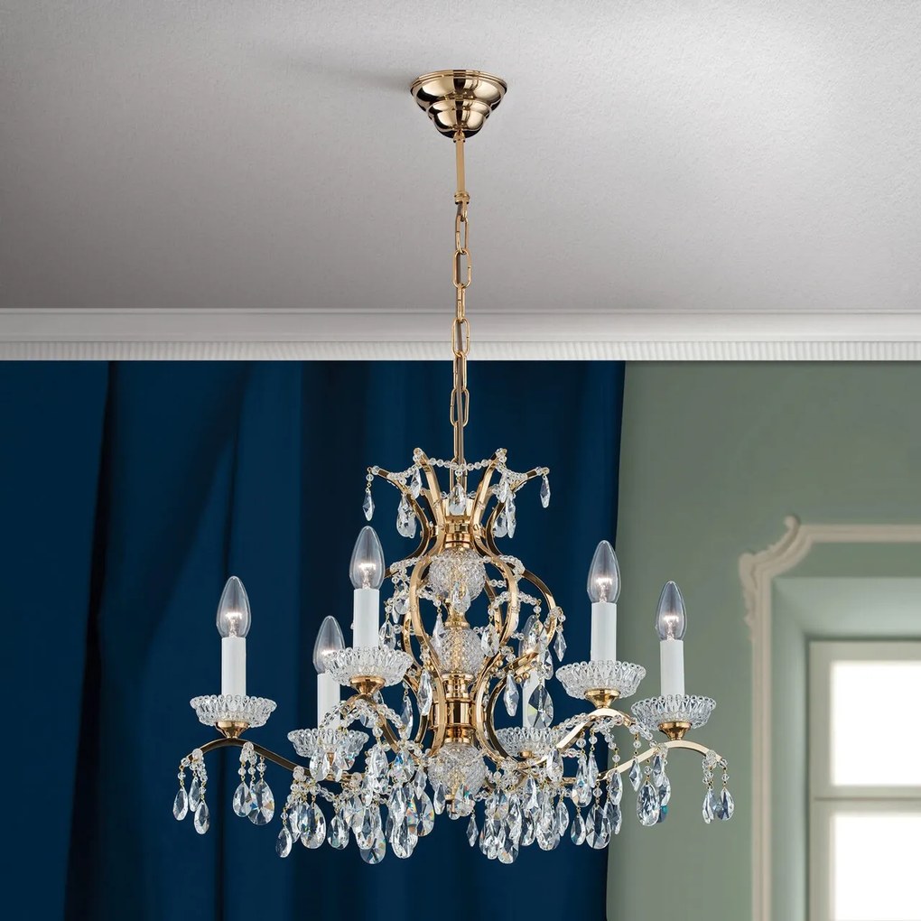 Candelabru de lux cristal Scholer Hirohito 6L 24K gold plated
