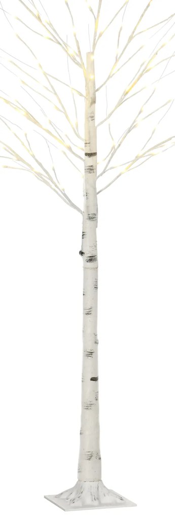 HOMCOM Copac luminos cu LED, decorațiune luminoasă alb cald, 96 LED-uri 180 cm, decorațiune de Crăciun, cameră, casă, alb | Aosom Romania