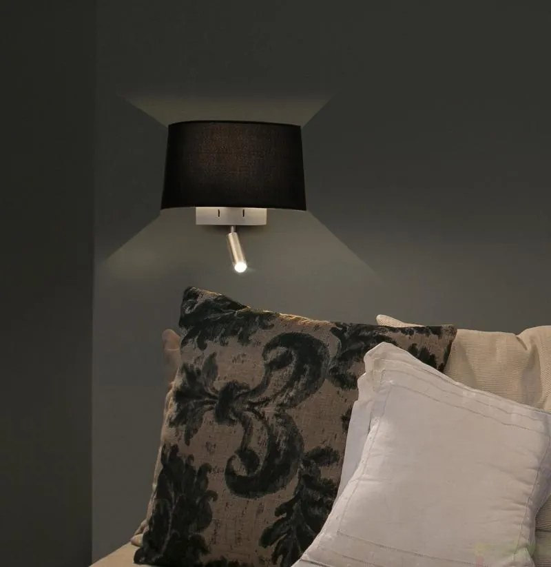 Aplica de perete moderna neagra cu reader LED, VOLTA 20024