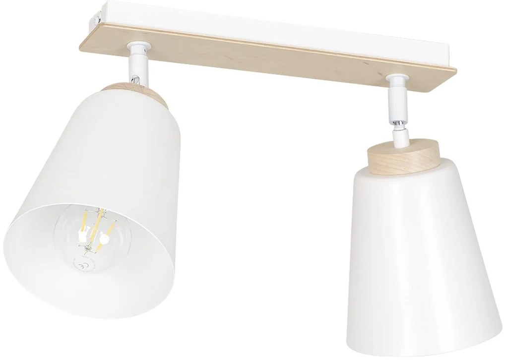 Emibig Atlas lampă de tavan 2x60 W alb-lemn 724/2