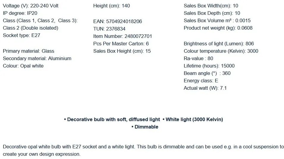 Bec decorativ Deco E27 G95 Dimabil