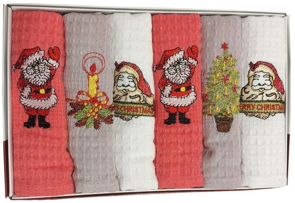 Prosoape  de bucatarie de Craciun intr-o cutie cadou set de 6 buc