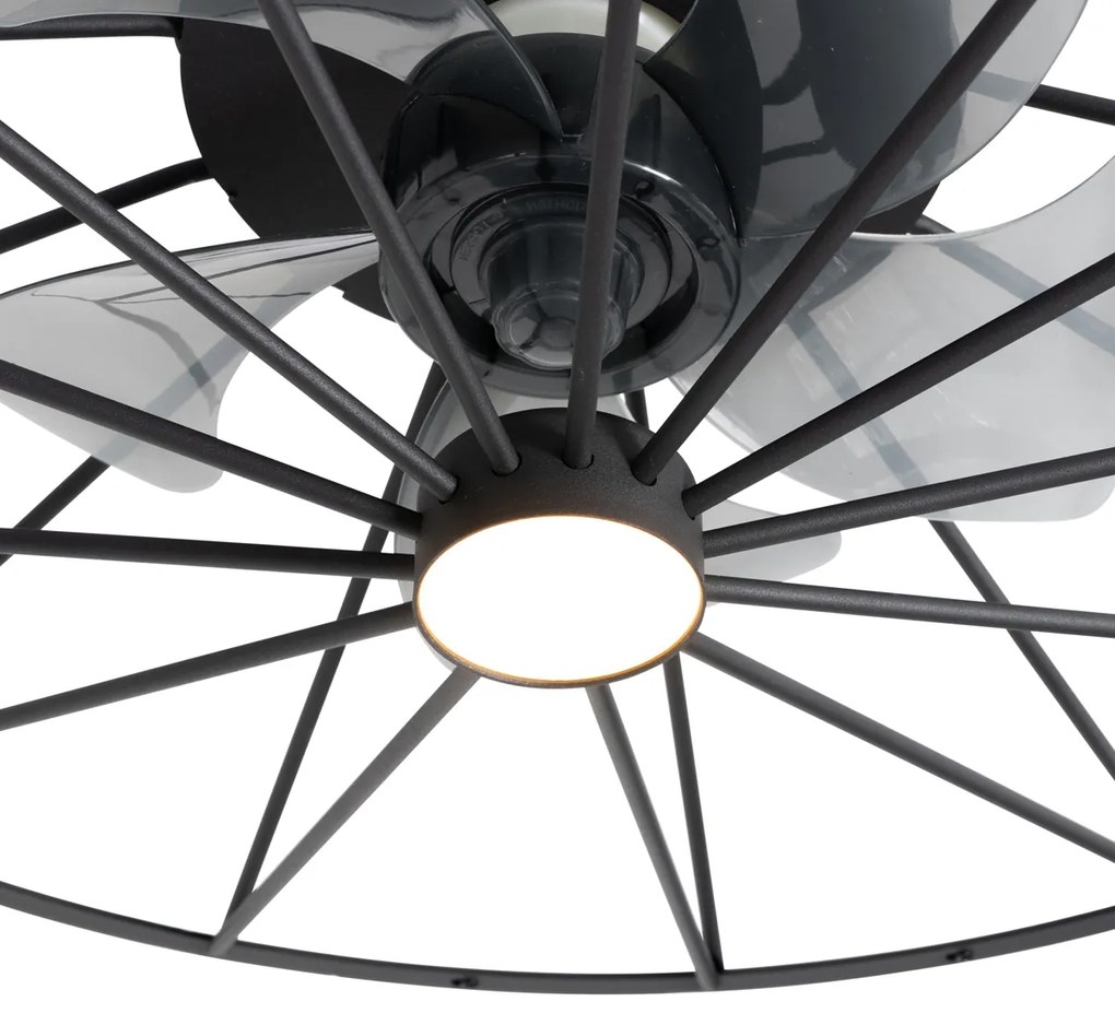 Ventilator de tavan negru 62cm incl. LED Dimmable cu telecomandă - Yaran